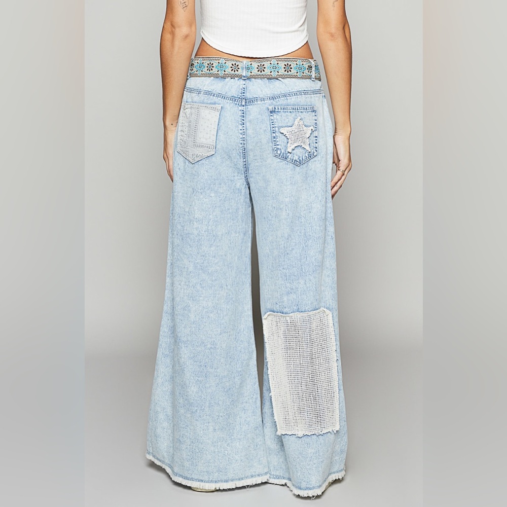 POL “Starlight Stitch” Wide Leg Patchwork Jeans - Picture 6 of 6